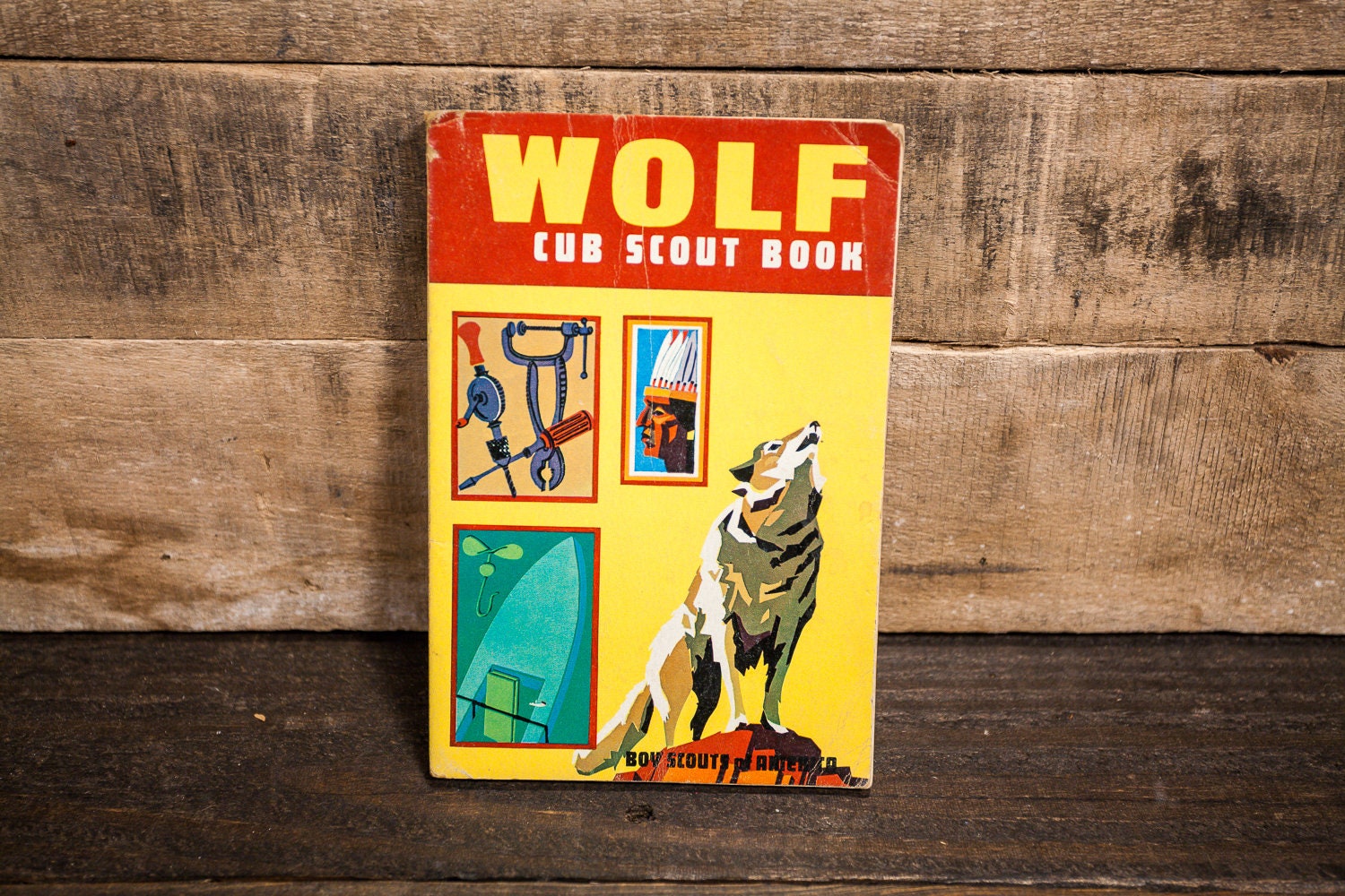 Vintage 1960s Wolf Cub Scout Handbook Outdoors Cabin