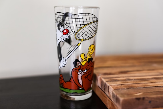 Vintage 1970s Sylvester Tweety Spike the Bulldog Collectable Pepsi Glass Collector Series Warner Bro Inc