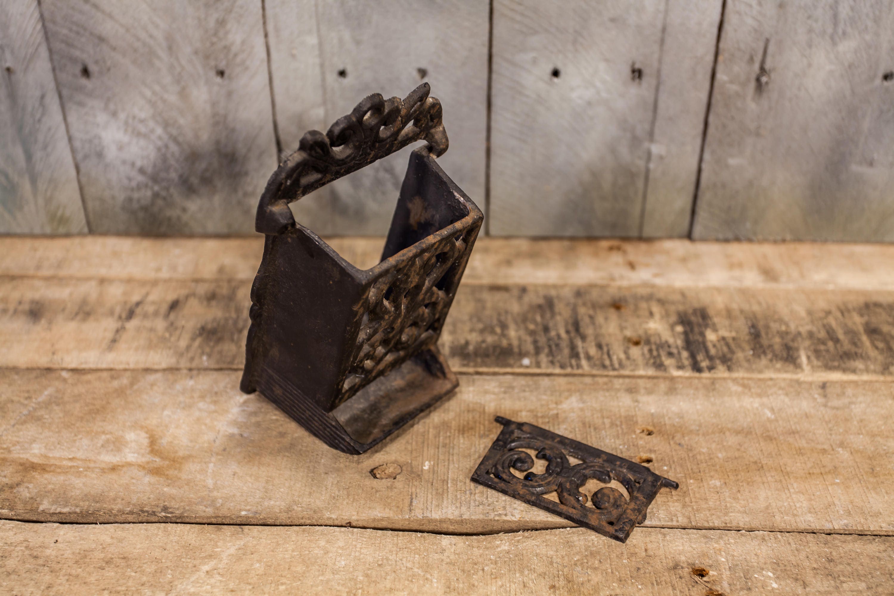 Vintage Cast Iron Wall Match Holder Black Kitchen Decor Match Box Holder