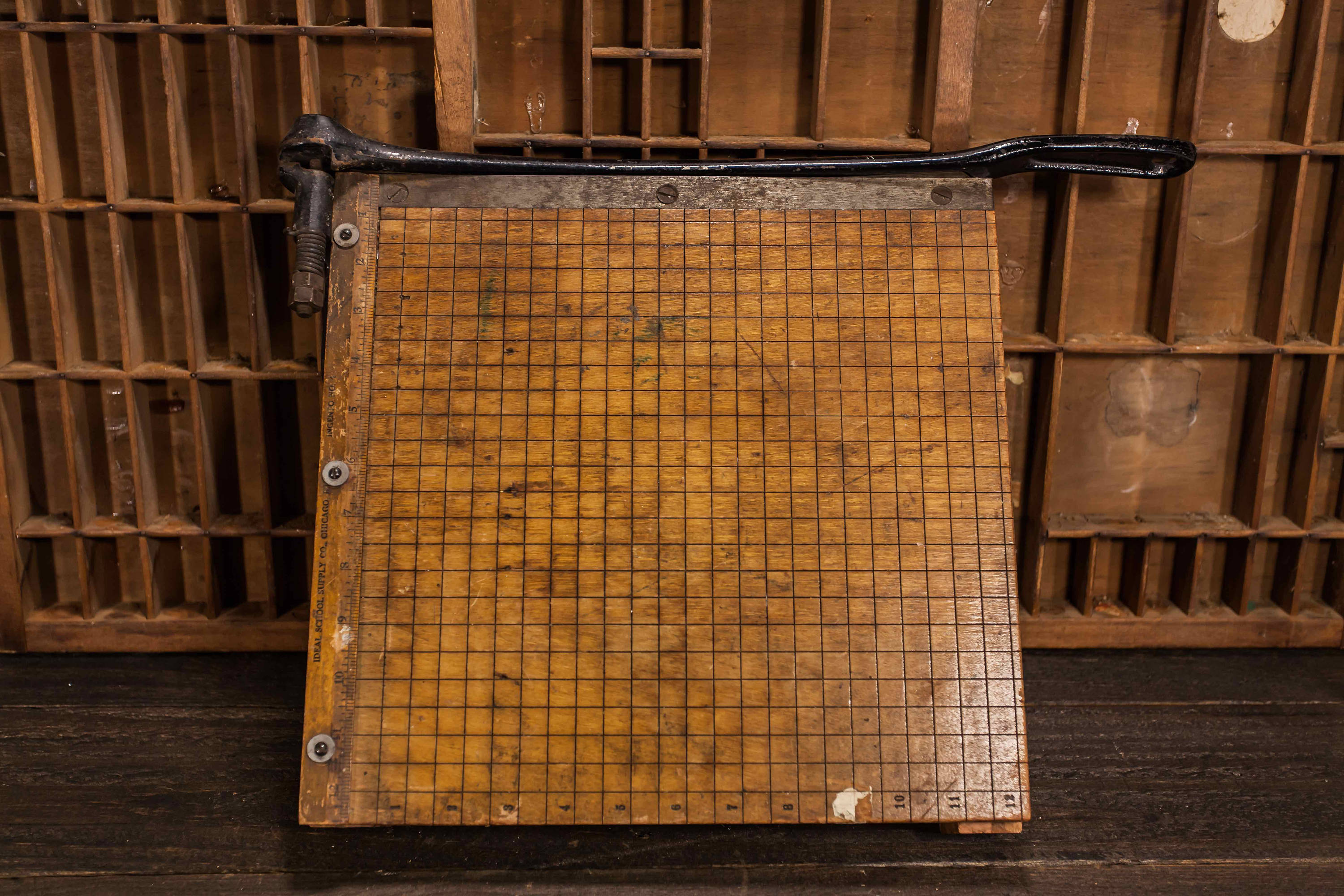 Vintage Large Paper Cutter Ingento No. 4 Ideal School Supply Co Industrial Photography Craft