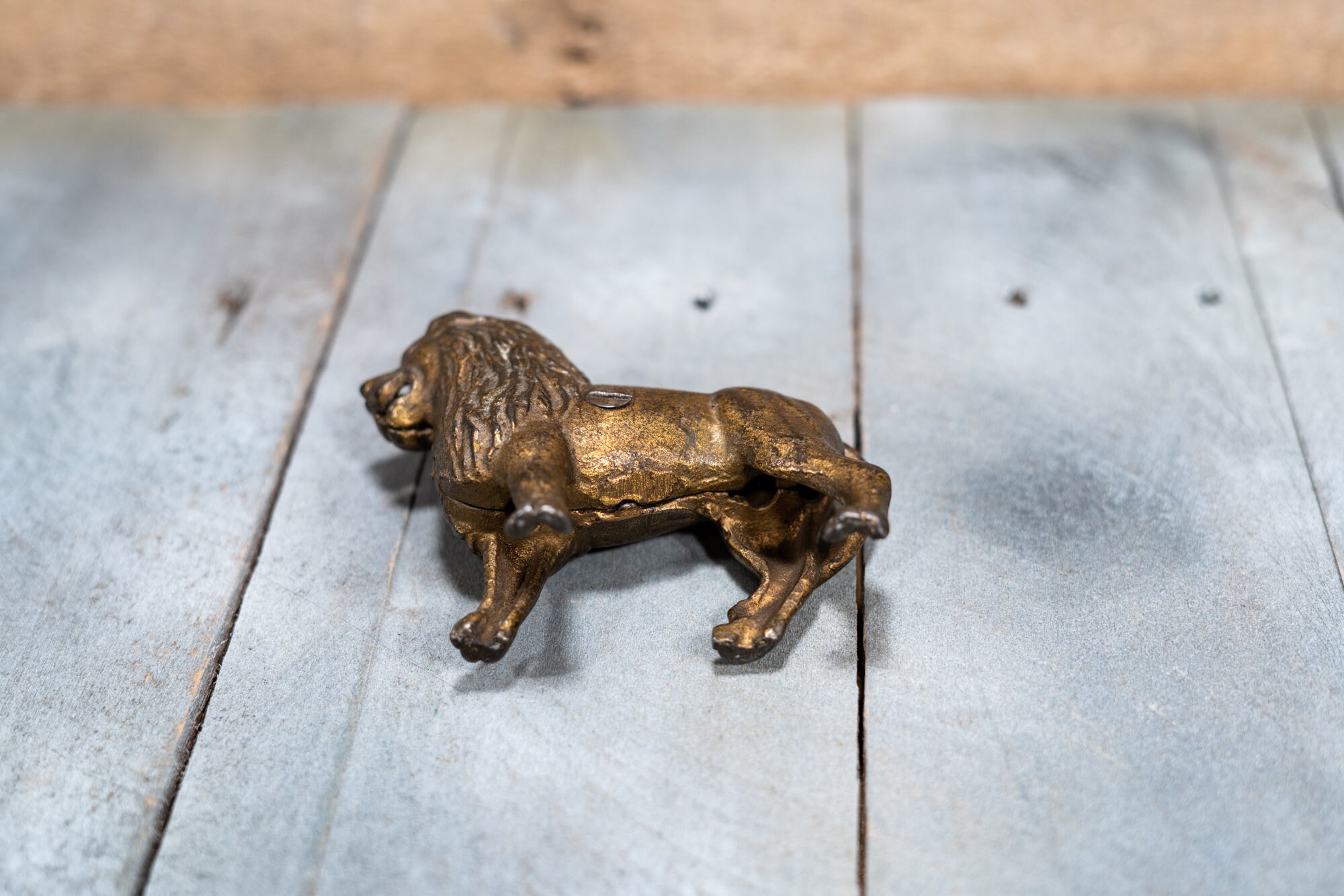 Vintage Cast Iron Lion Coin Bank Piggy Bank Man Cave Rustic