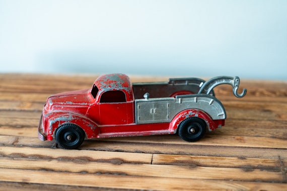 Vintage Hubley Die Cast Tow Truck Toy Kids Decor Nursery Playroom Man Cave Rustic Distressed