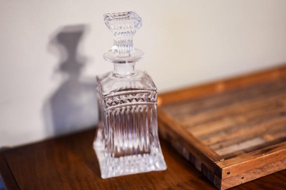 Vintage Glass Whiskey Scotch Decanter Bar Decor Liquor Glass Bottle Man Cave