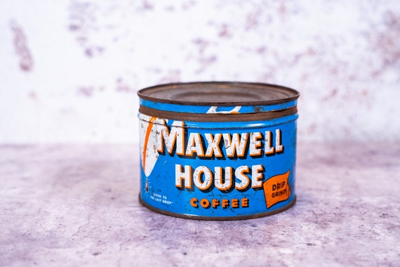 Vintage Maxwell House Coffee Tin Kitchen Farmhouse Country Decor Advertising Container Storage Tin