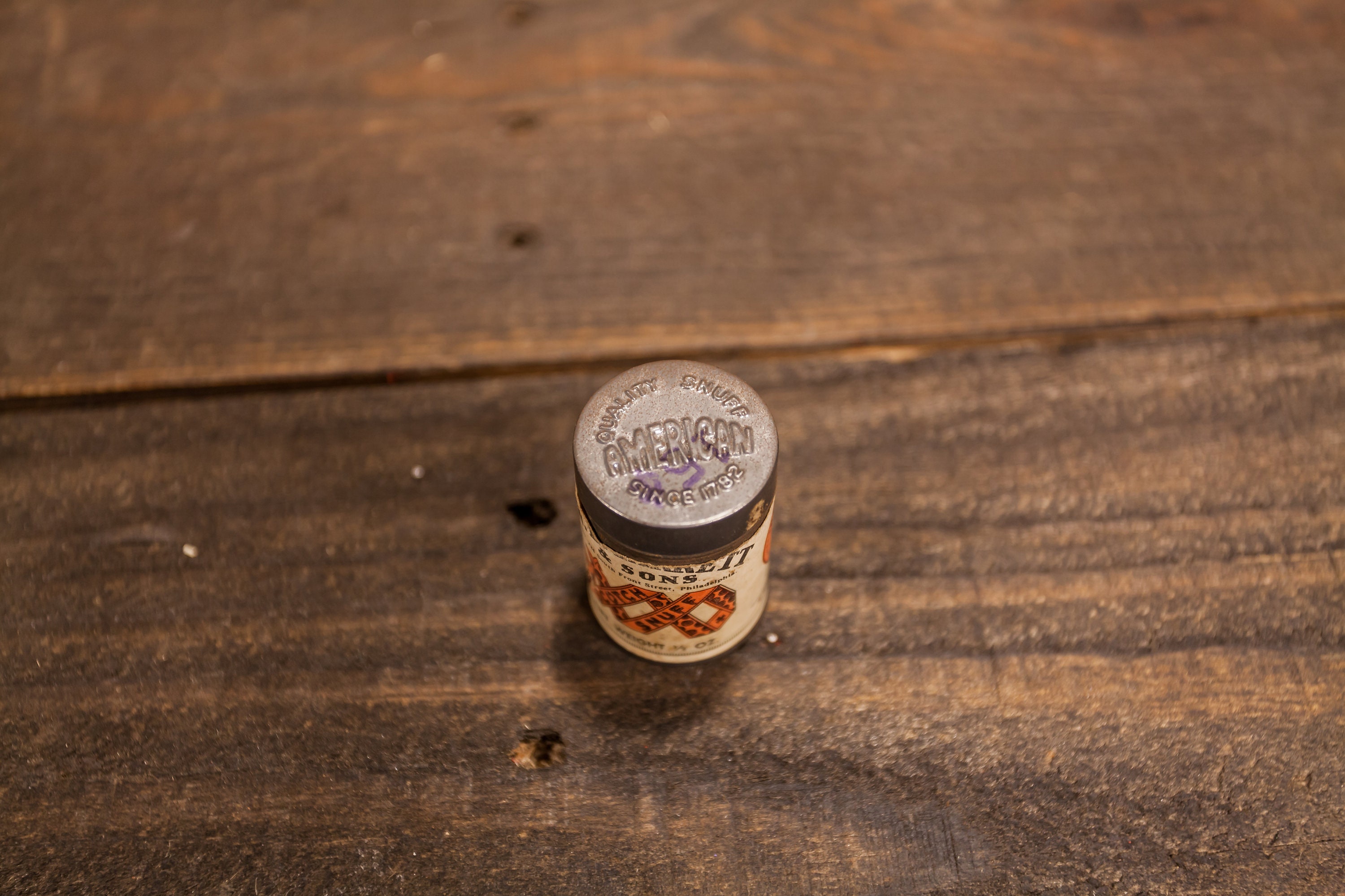 Vintage W.E. Garrett & Sons Scotch Snuff Tobacco Tin Tobacciana Man