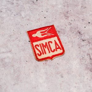 Vintage Simca Car Embroidered Red Patch Badge Man Cave Garage Automotive NOS Advertising