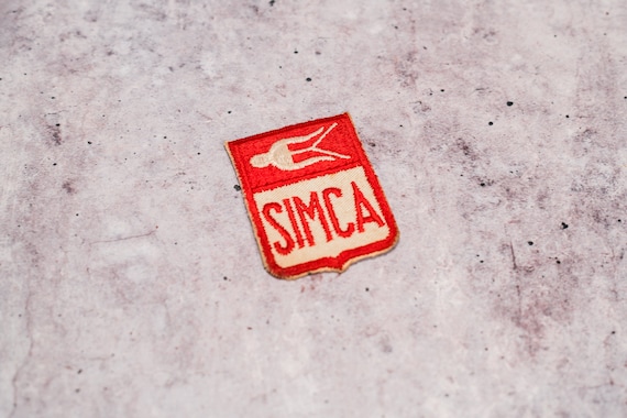 Vintage Simca Car Embroidered Red Patch Badge Man Cave Garage Automotive NOS Advertising