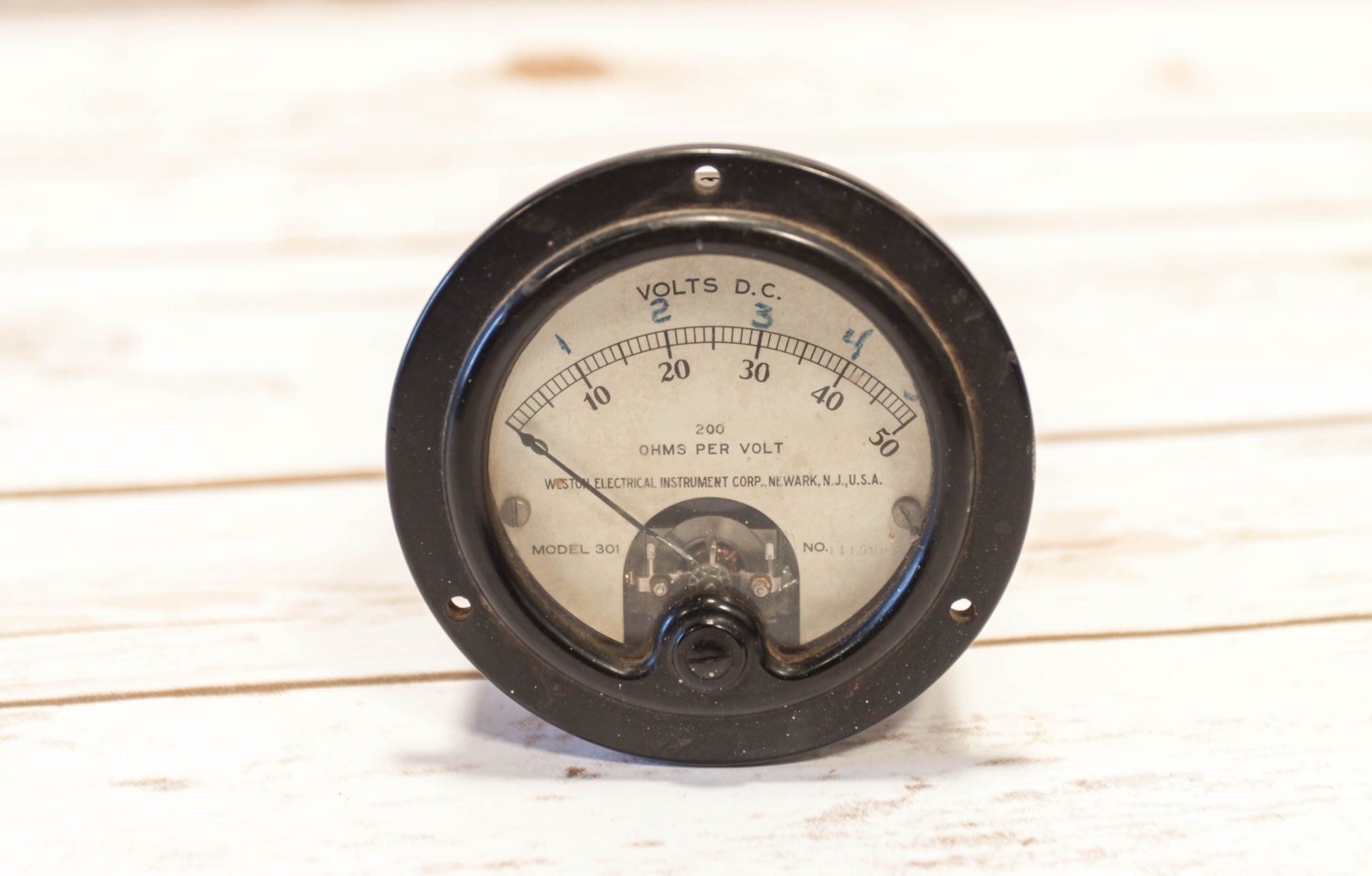 Vintage Volts DC Gauge Black Industrial Gauge, Steampunk Decor Western