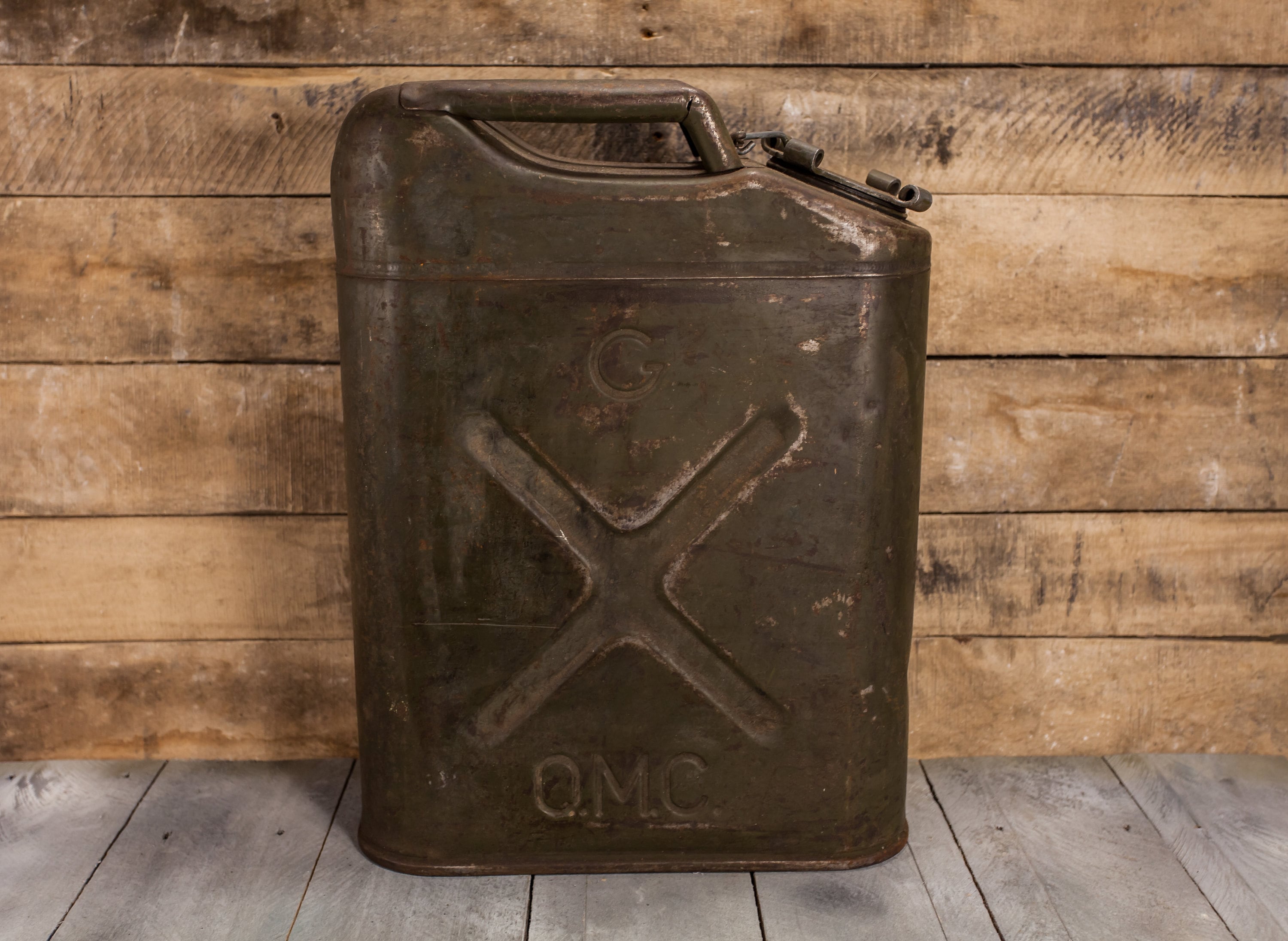 Vintage Metal Jerry Can Metal Military Gas Can WWII Gas Tank Green