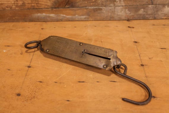 Vintage Excelsior Scale Spring Balance Hanging Scale Brass 50 Pound Scale Sargent Rustic Farmhouse