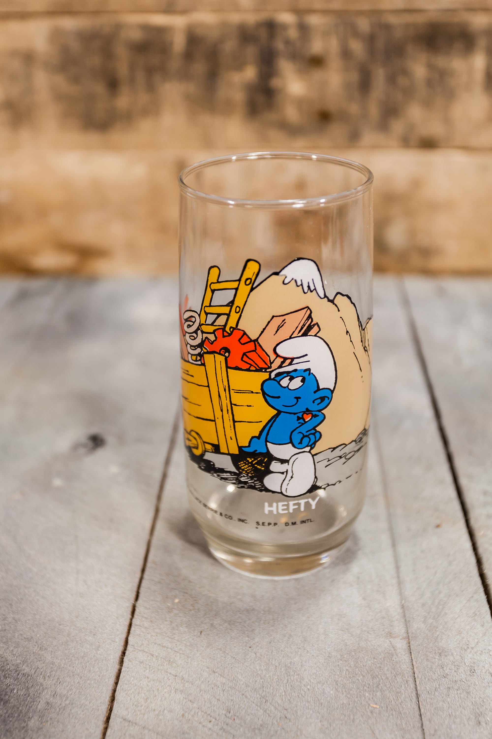 Vintage 1982 Hefty Smurf Drinking Glass Collectable Glass Smurfs Decor