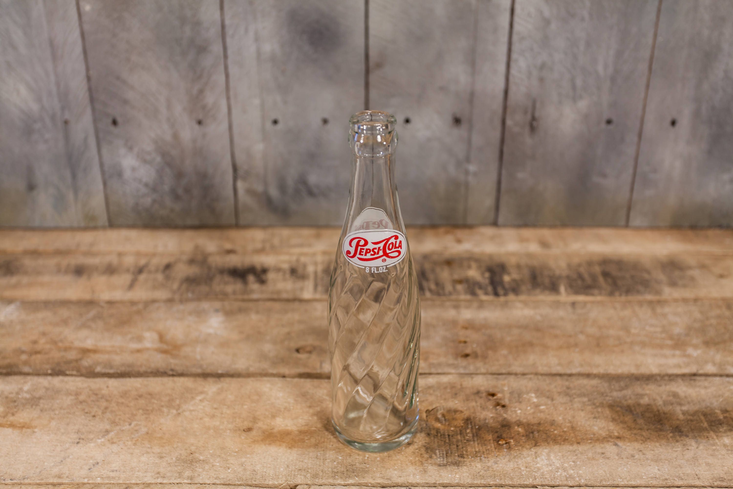 Vintage Pepsi Cola 8oz Spiral Bottle ACL Glass Bottle Red Etsy