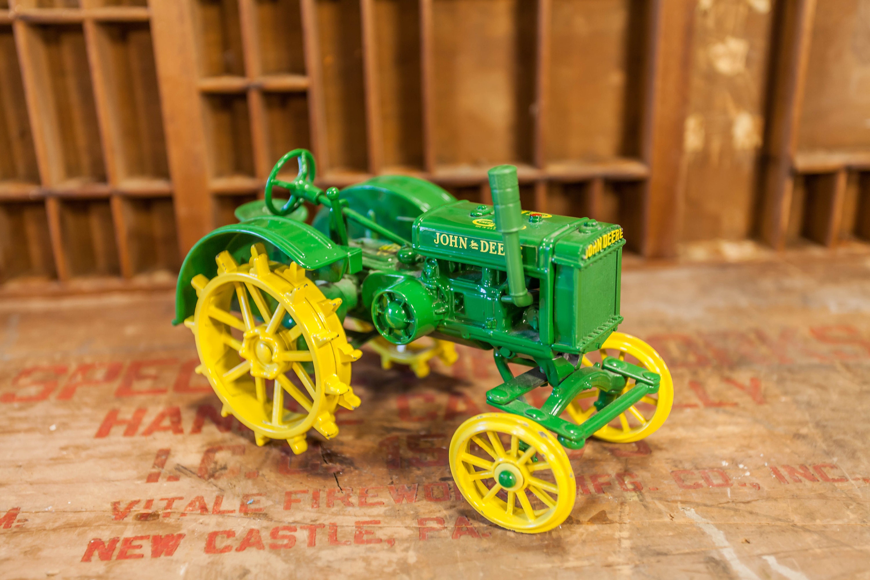 Vintage DieCast John Deere 1928 GP Tractor, ERTL Green Yellow Toy Tractor Nursery Kids Room Man