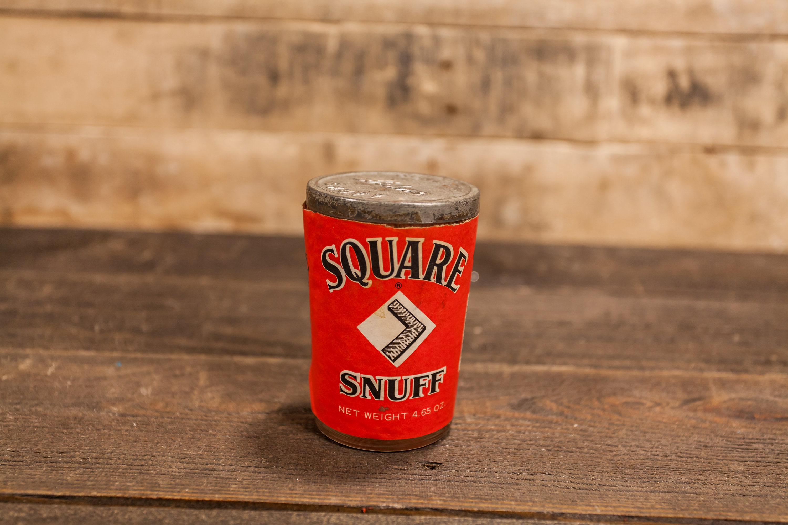 Vintage Helme Square Snuff Glass Jar Paper Label Quality Snuff Red