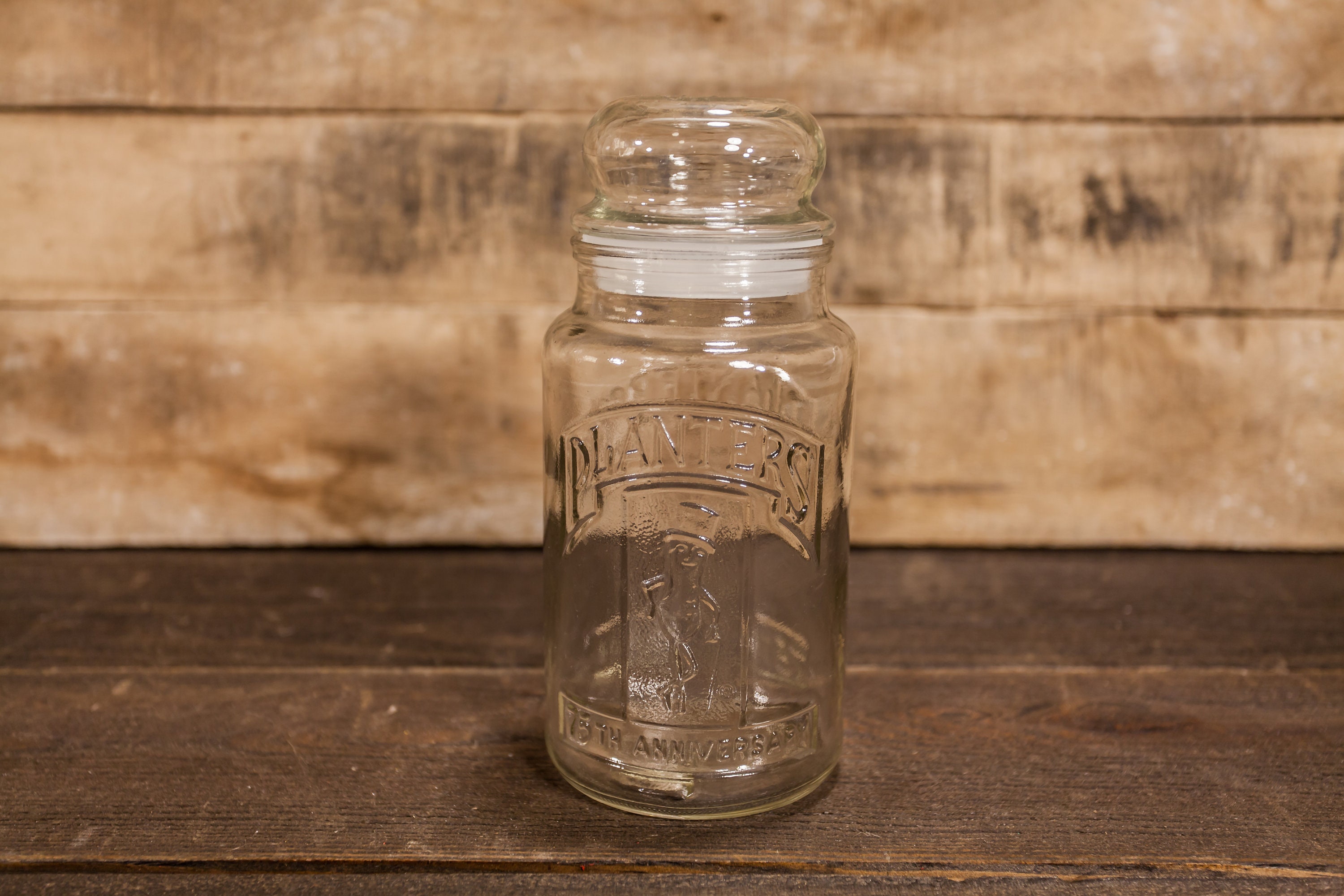 Vintage Planters 75th Anniversary Glass Jar Planters Peanuts Storage Vintage Planters 75th Anniversary Glass Jar Planters Peanuts Storage