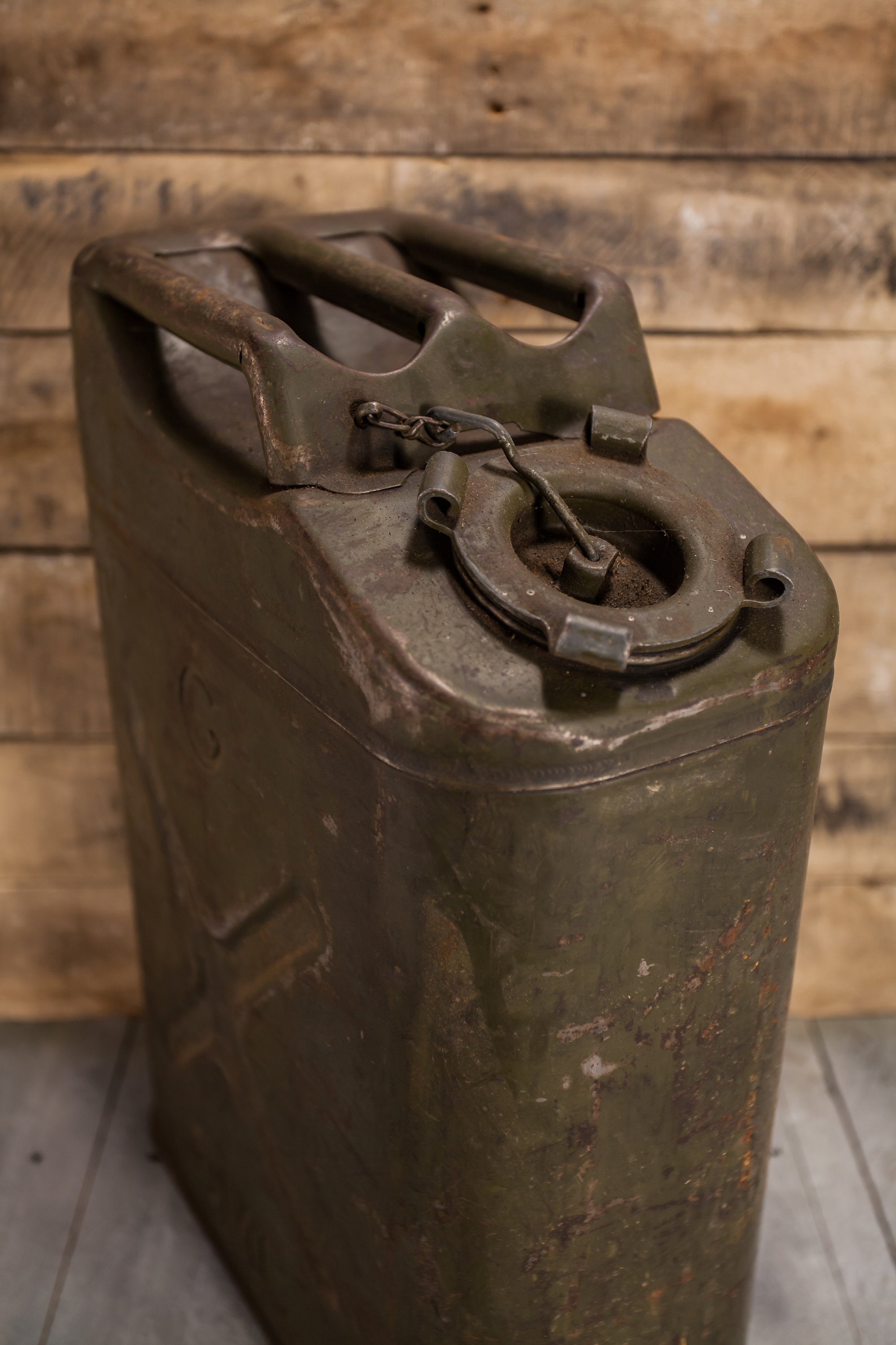 Vintage Metal Jerry Can Metal Military Gas Can WWII Gas Tank Green