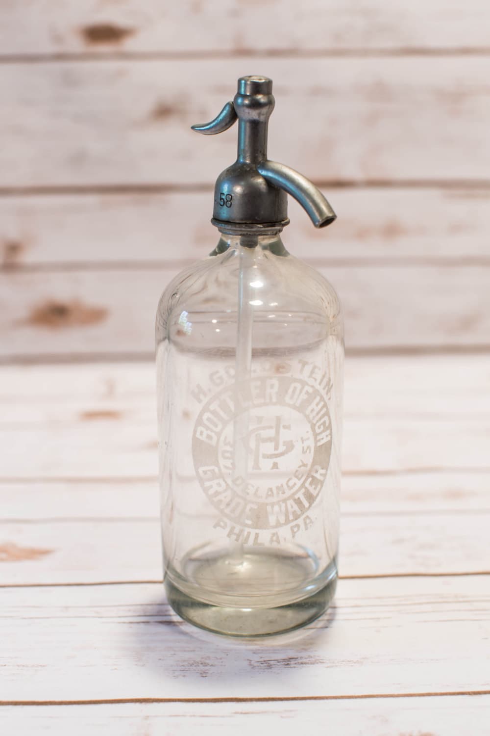 Vintage H. Goldstein Philadelphia Seltzer Water Glass Bottle J. Cukierman Made in Czech of