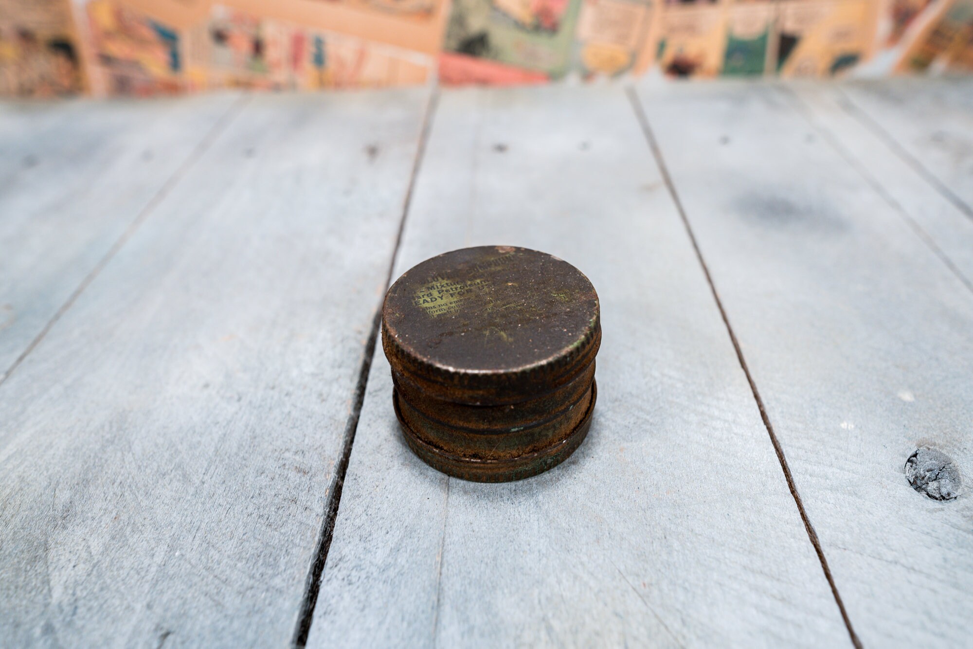 Vintage Clover Brand Tin Valve Grinding Compound Tin Advertising Green