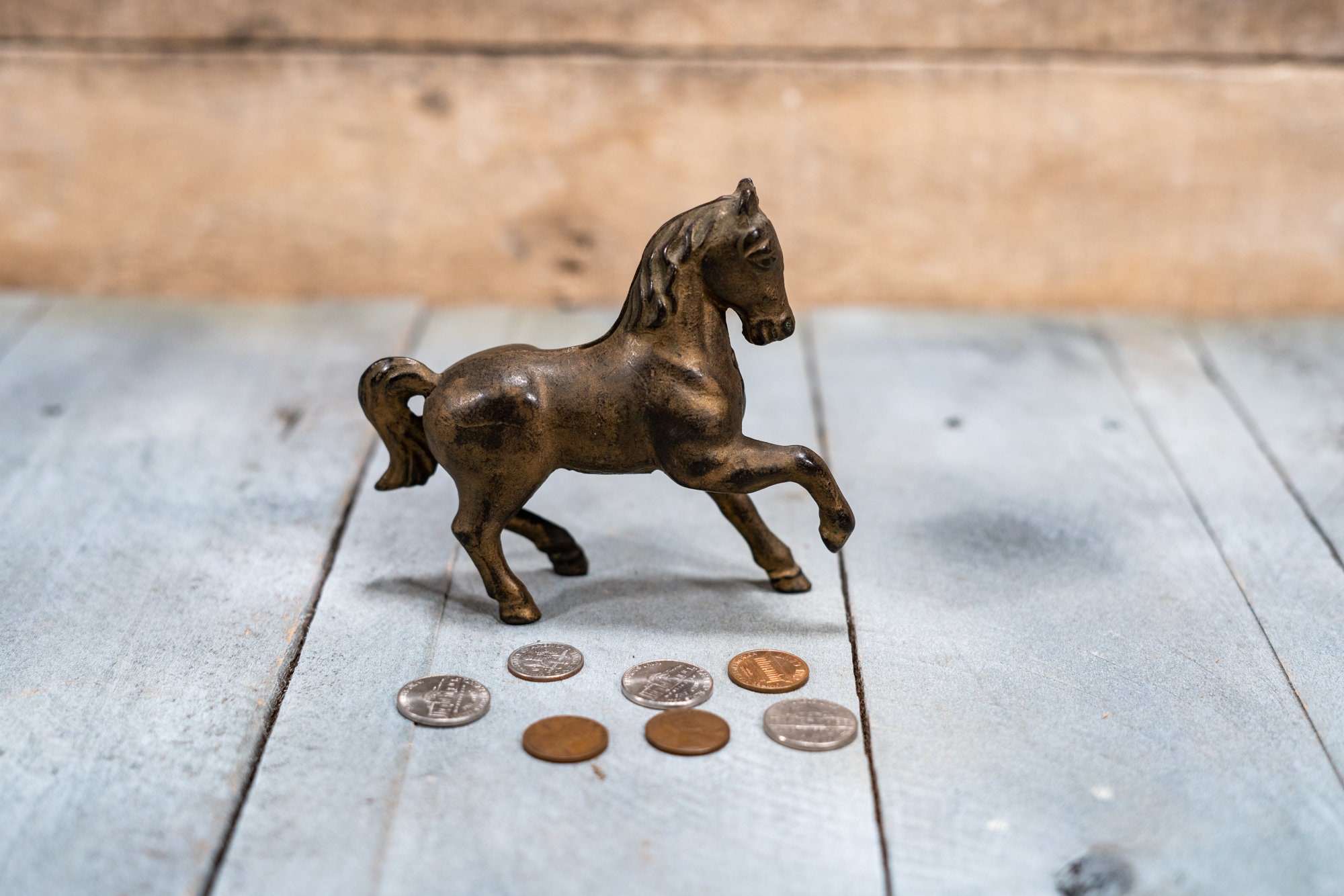 Vintage Cast Iron Horse Coin Bank Piggy Bank Man Cave Rustic
