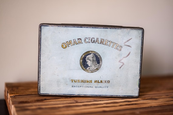 Vintage Omar Cigarettes Turkish Blend Smoking Tobacco Tin Rustic Tin