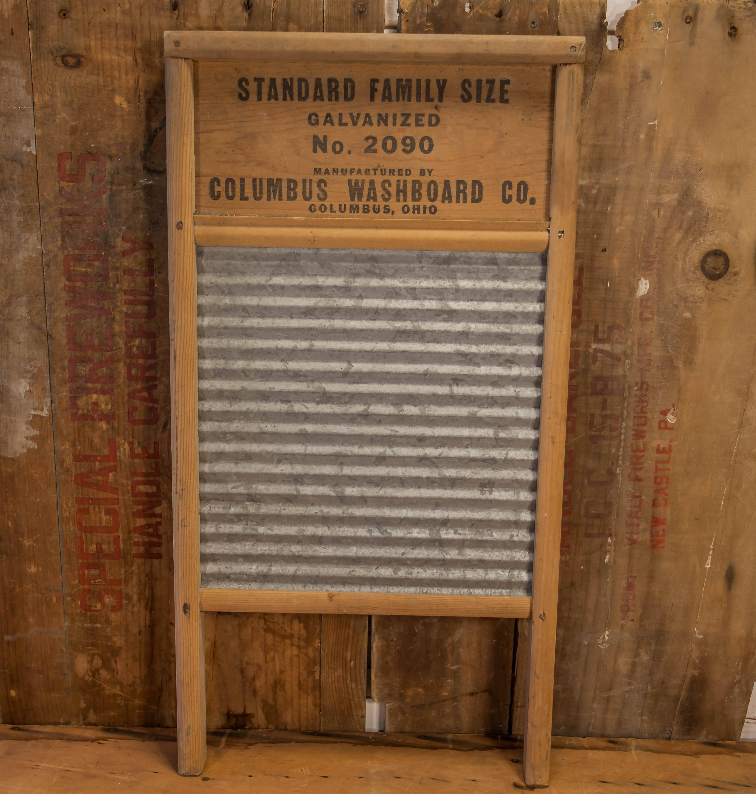 Vintage Sunnyland Washboard No. 2090 Wood Metal Farmhouse Washboard