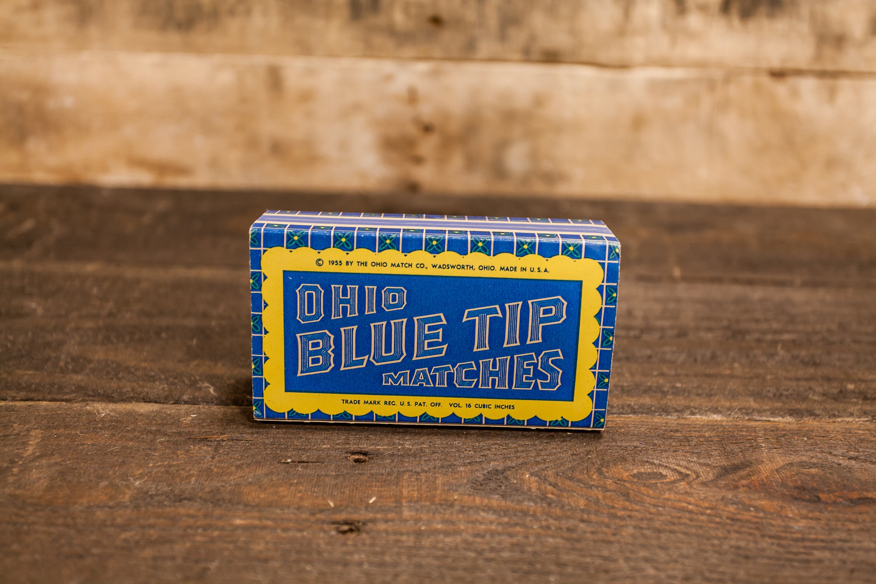 Vintage 1955 Ohio Blue Tip Matches Country Kitchen Advertising Box Man
