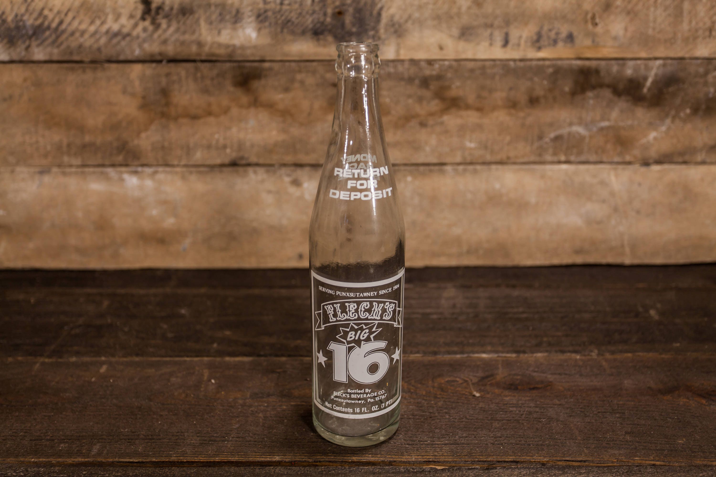 Vintage Flecks Big 16 16oz Bottle ACL Glass Bottle White Flecks