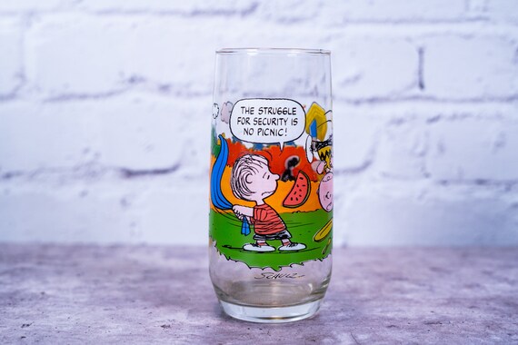 Vintage Charlie Brown Camp Snoopy Drinking Glass McDonalds Glassware Collectable