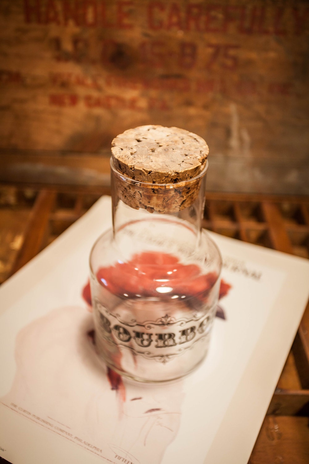 Vintage Bourbon Decanter Glass Cork Bottle Whiskey Liquor ...