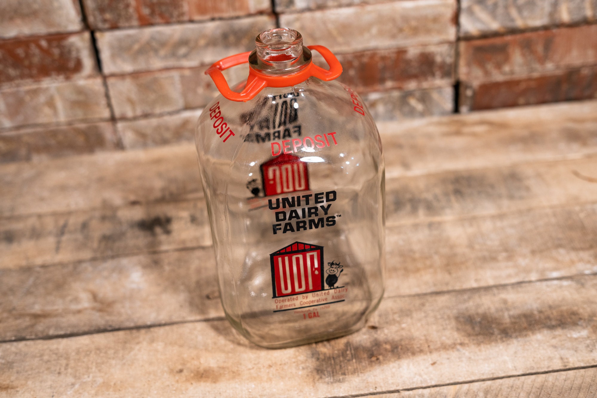 Vintage United Dairy Farms Glass Milk Bottle One Gallon Advertising
