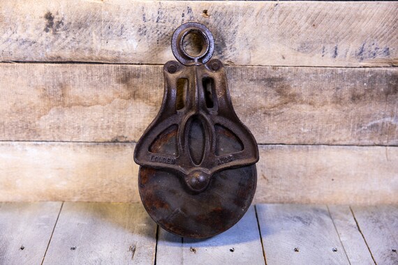 Vintage Louden Cast Iron Wood Barn Pulley #A-23 Rustic Primitive Barn Farmhouse Pulley Iron Rope Pulley Block Pulley Nautical Maritime