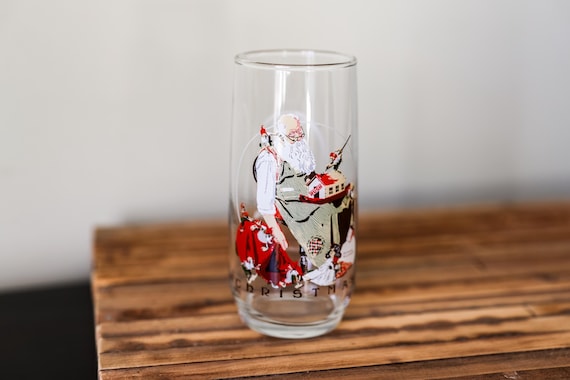 Vintage Curtis Pub Coca-Cola Christmas Glass Norman Rockwell Saturday Evening Post Santa Claus