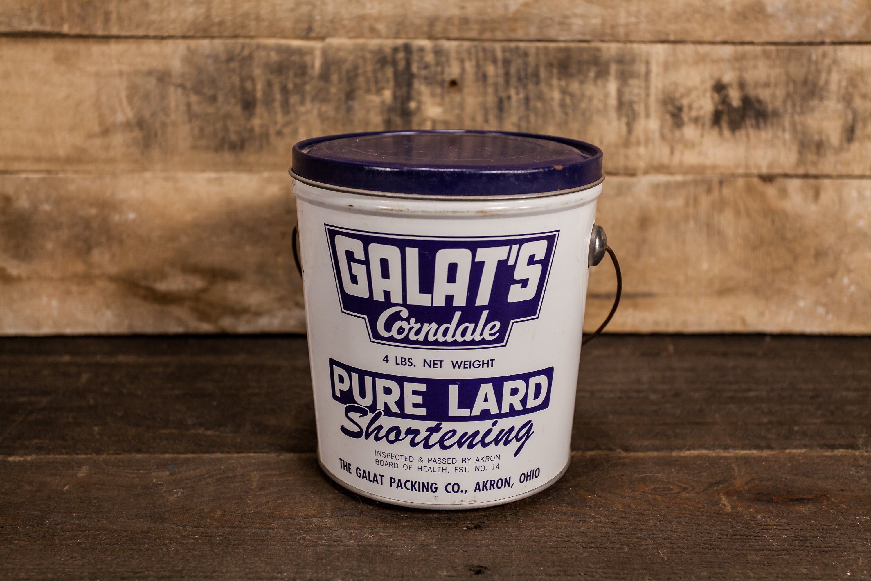 Vintage Galat's Corndale Lard Tin Pail Can Bucket Akron Ohio