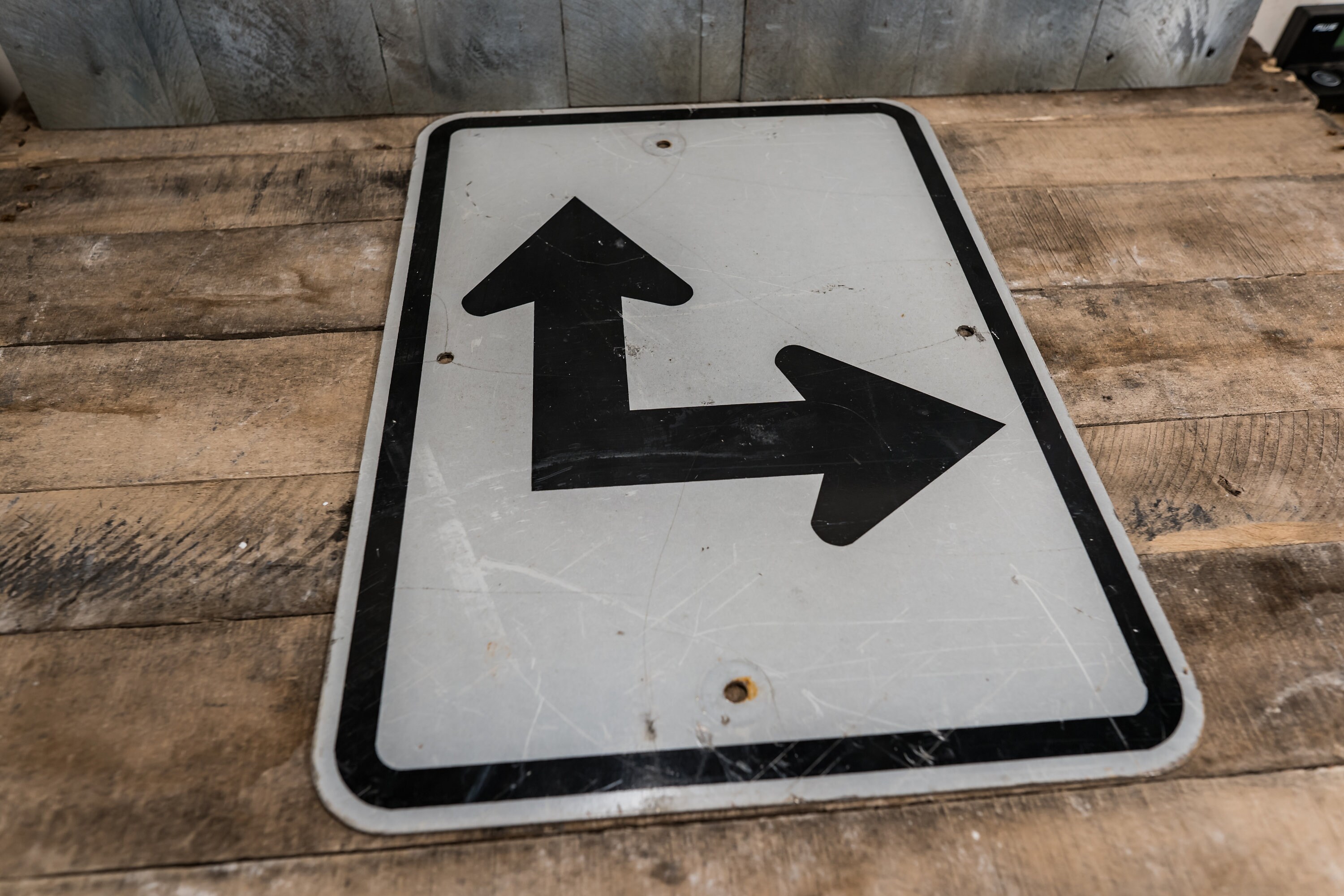 Vintage Arrow Metal Street Sign Black White Industrial Garage Man Cave