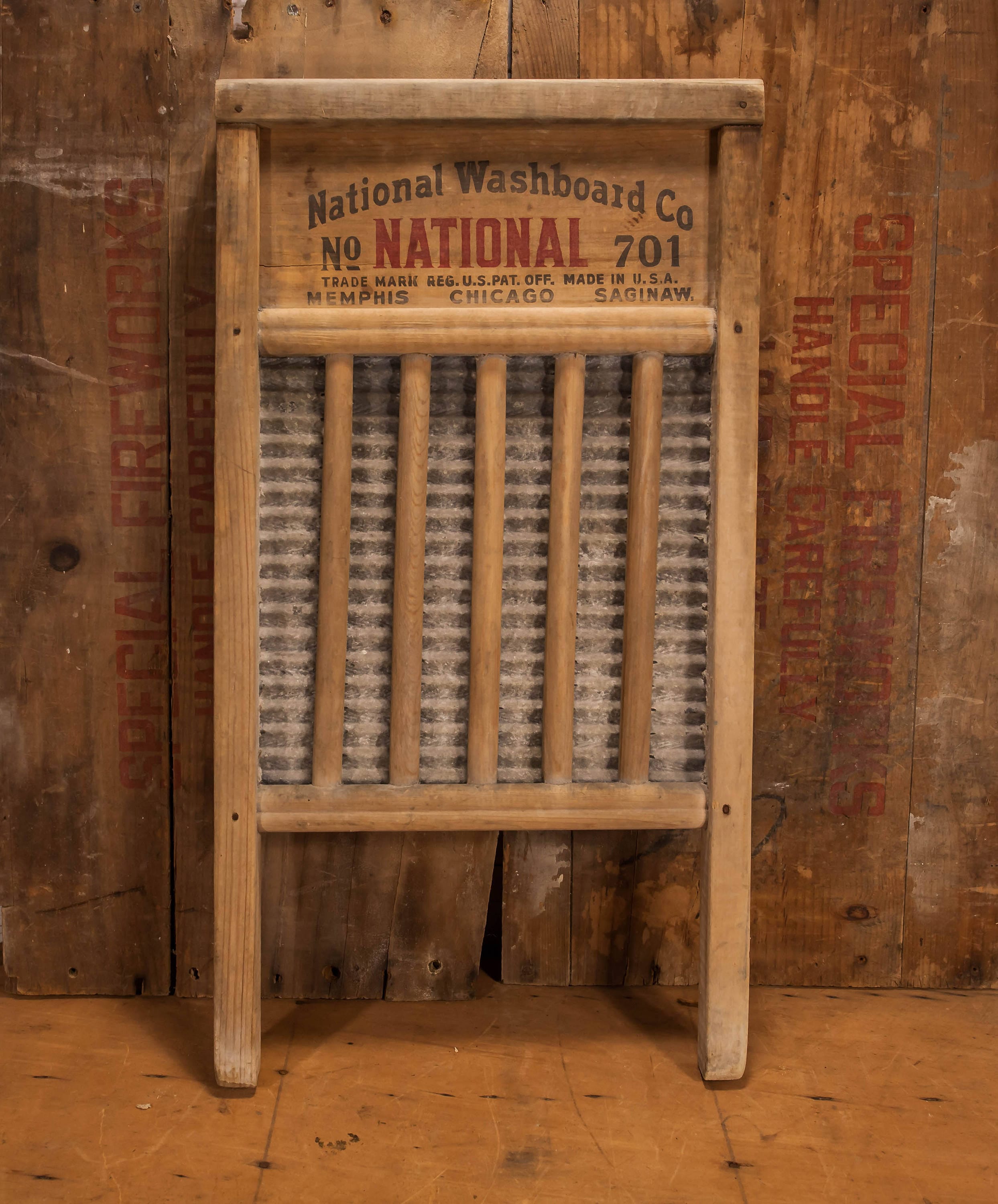 Vintage 1920s National Washboard No 701 Top Notch Zing King Wood Metal