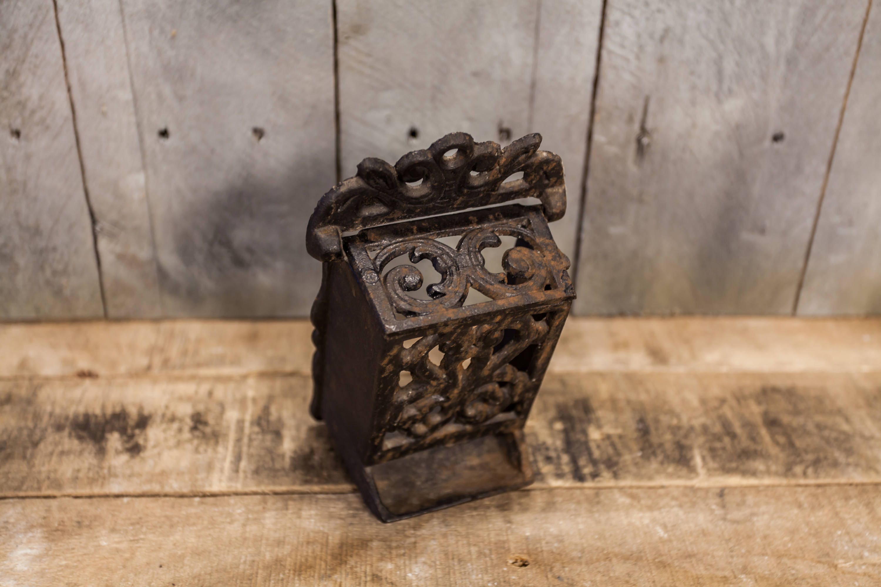 Vintage Cast Iron Wall Match Holder Black Kitchen Decor Match Box Holder