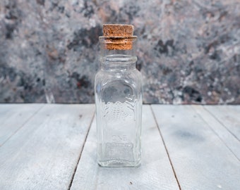 Vintage Pure Honey 1 Pound Glass Bottle Embossed Glass Bottle Jar Bee Hive Kitchen Decor Cork