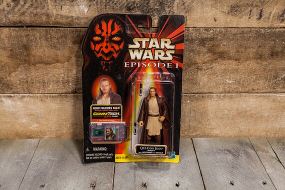 Vintage Star Wars Action Figure Qui Gon Jinn Episode 1 Comm Tech Chip Collection 1 Hasbro Figure Star Wars Toy