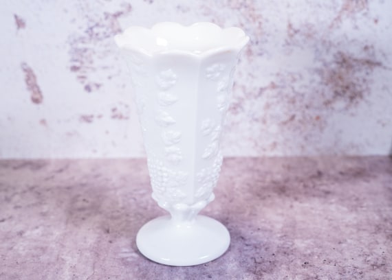 Vintage Milk Glass Vase Home Decor Storage Rustic Kitchen Decor Flower Vase Florist Home Accents