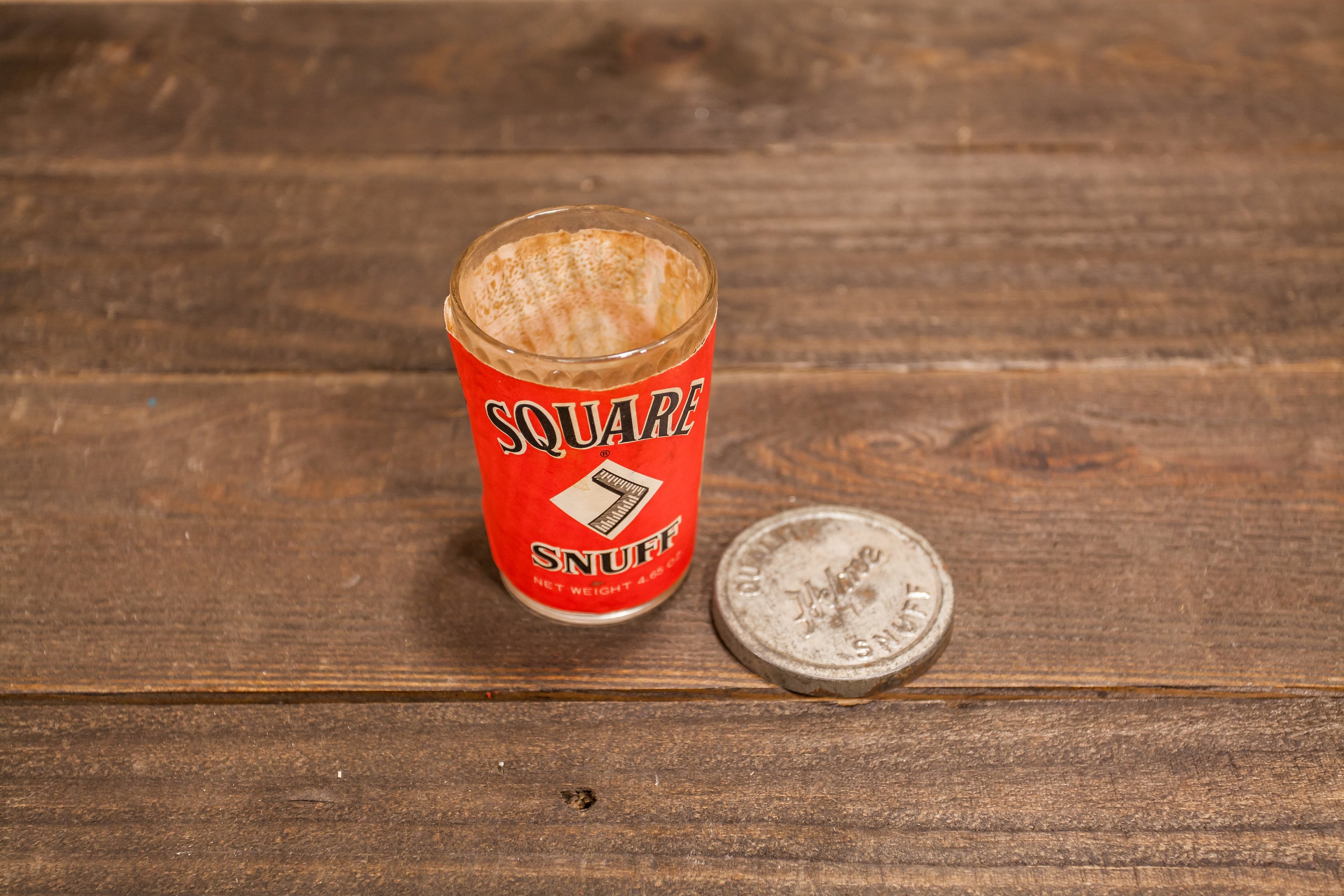Vintage Helme Square Snuff Glass Jar Paper Label Quality Snuff Red