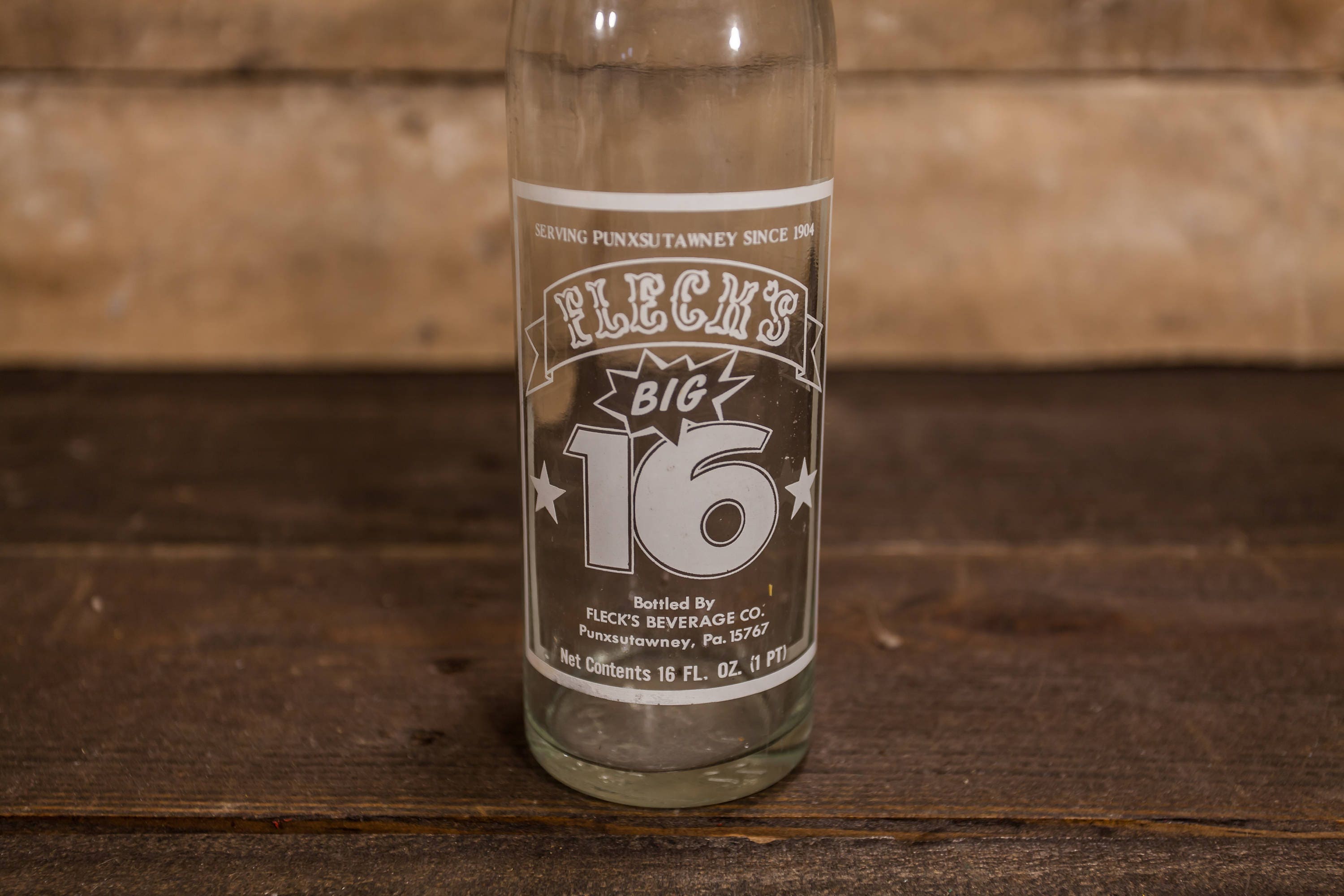 Vintage Flecks Big 16 16oz Bottle ACL Glass Bottle White Flecks