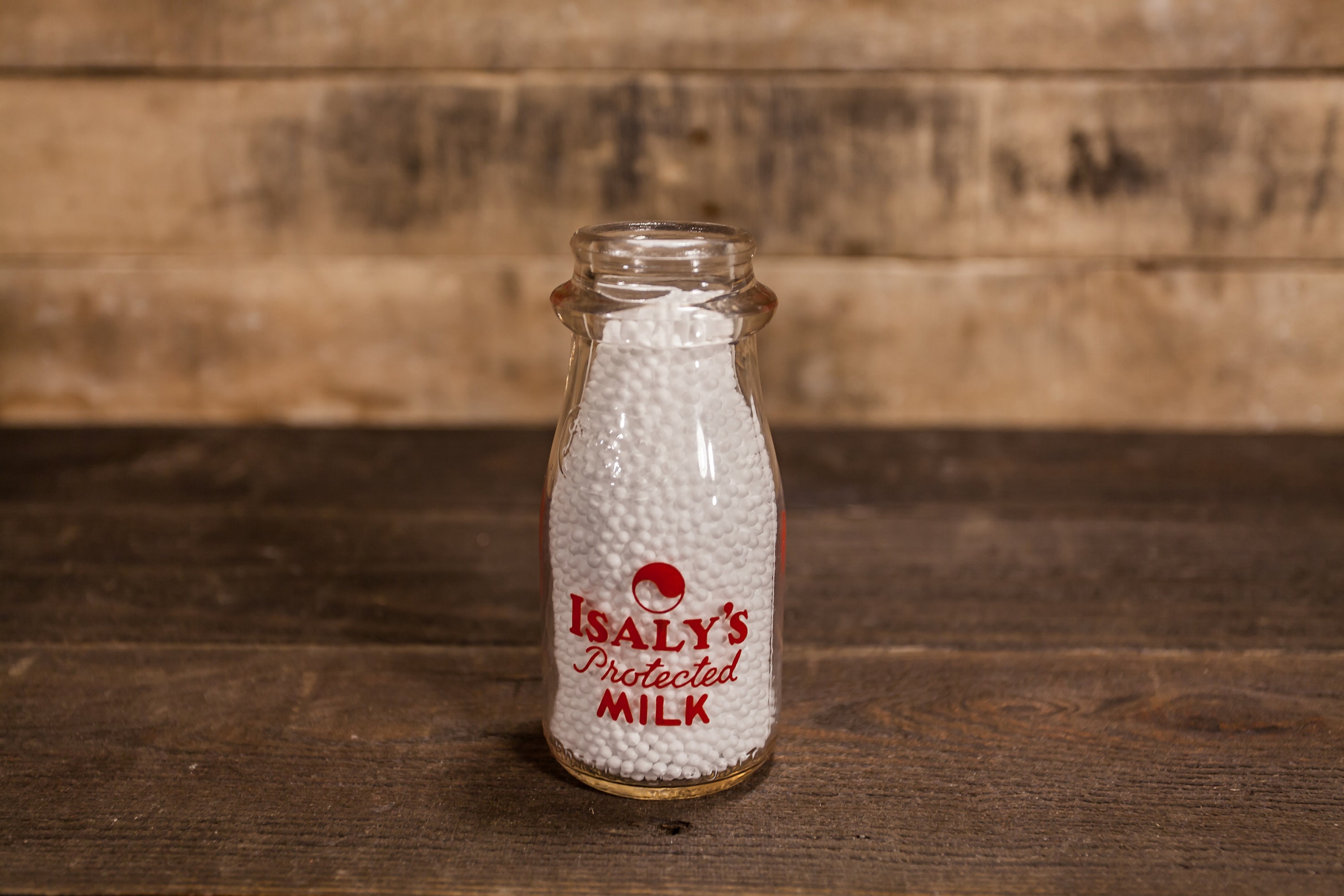 Vintage Isaly's Protected Milk Bottle Dairy Glass Milk Bottle Red