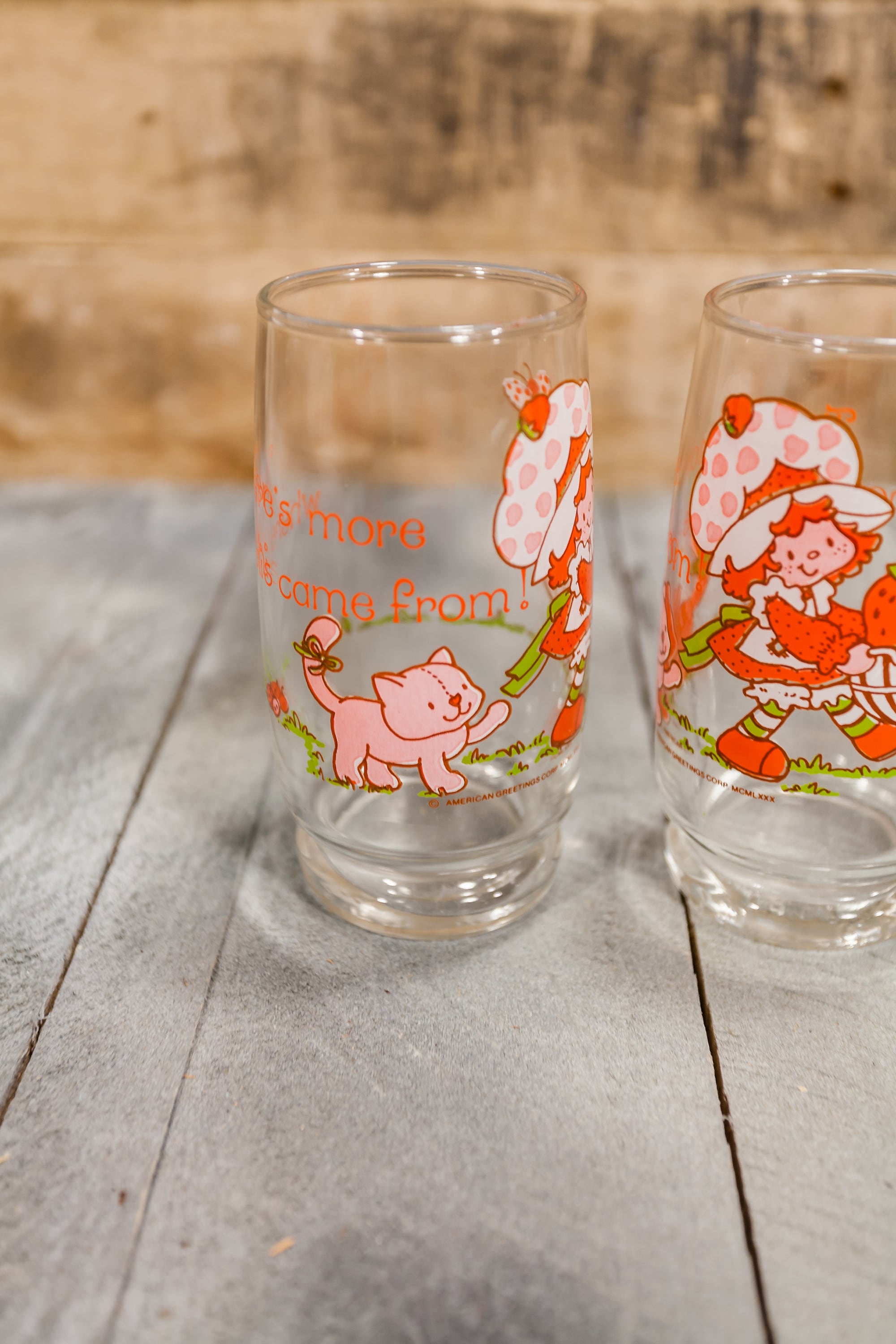 Vintage Strawberry Shortcake Drinking Glasses Set of 3 American