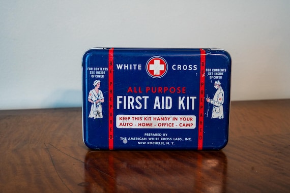 Vintage White Cross First Aid Tin - American Labs