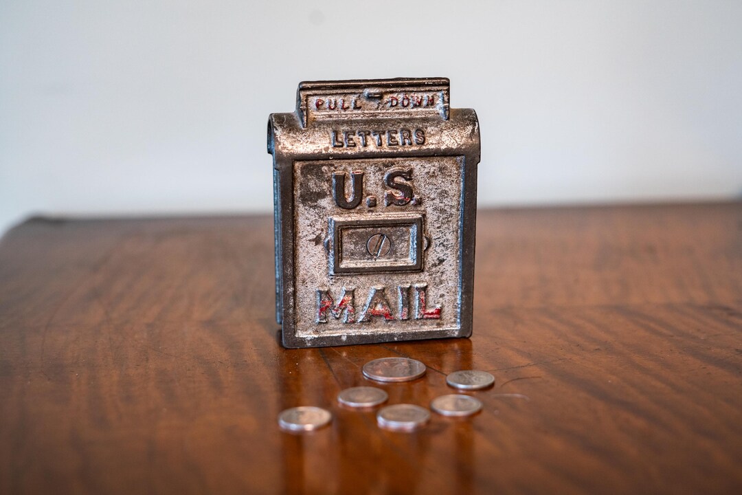 Coin Post Box Vintage Cast Iron US Mailbox Coin Bank, Rustic Decor - Etsy