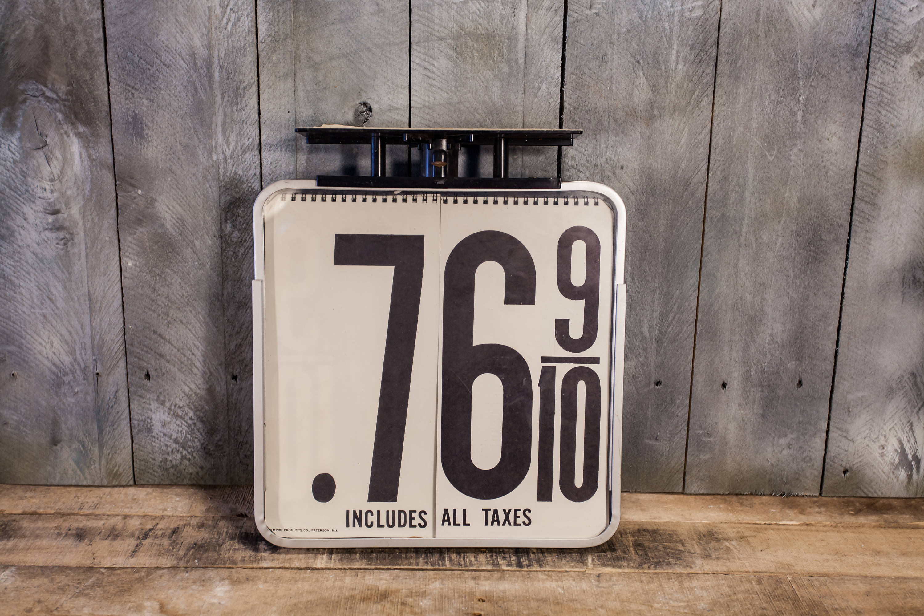 Vintage Gas Price Sign Empro Products Flip Book Black White Man Cave