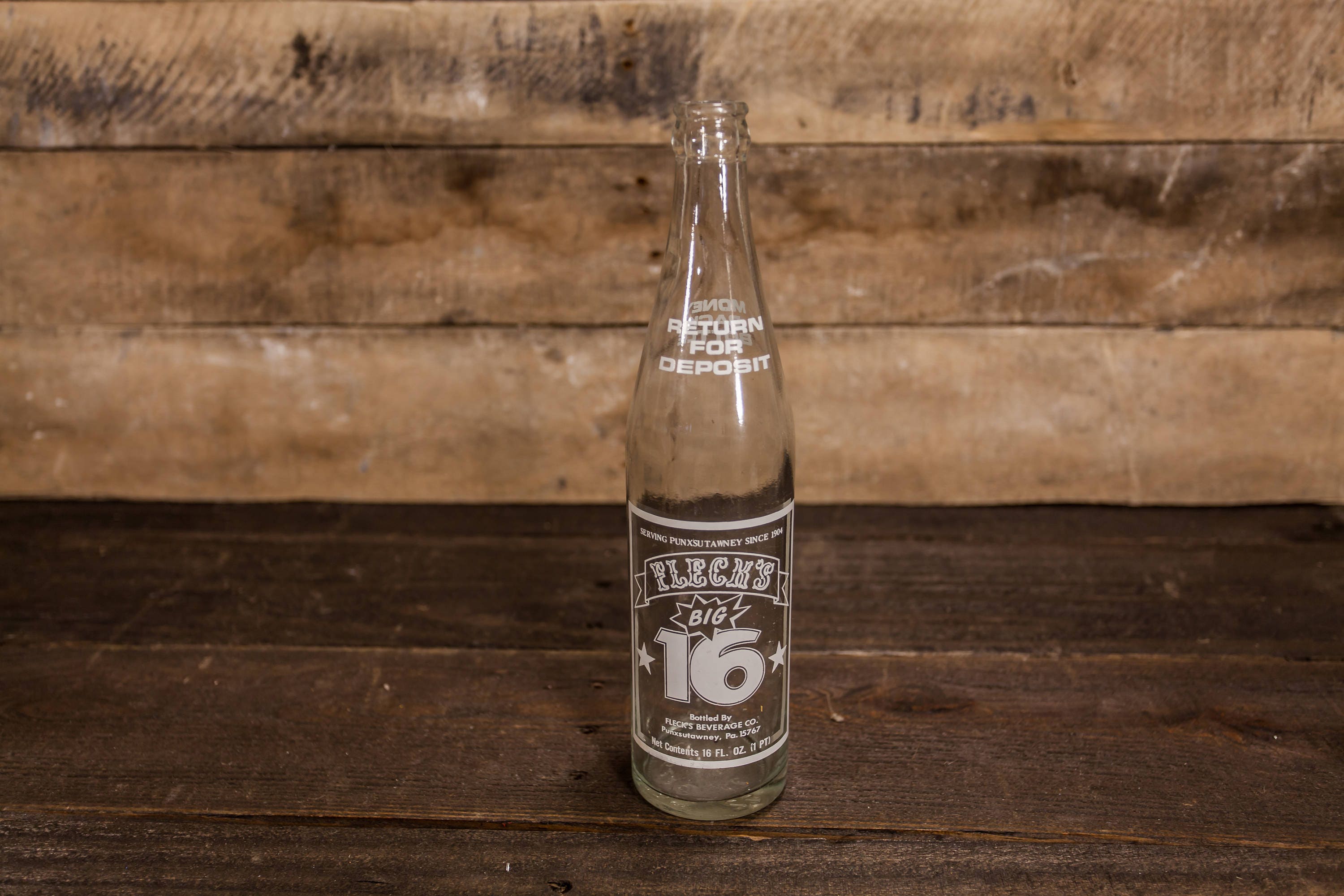Vintage Flecks Big 16 16oz Bottle ACL Glass Bottle White Flecks
