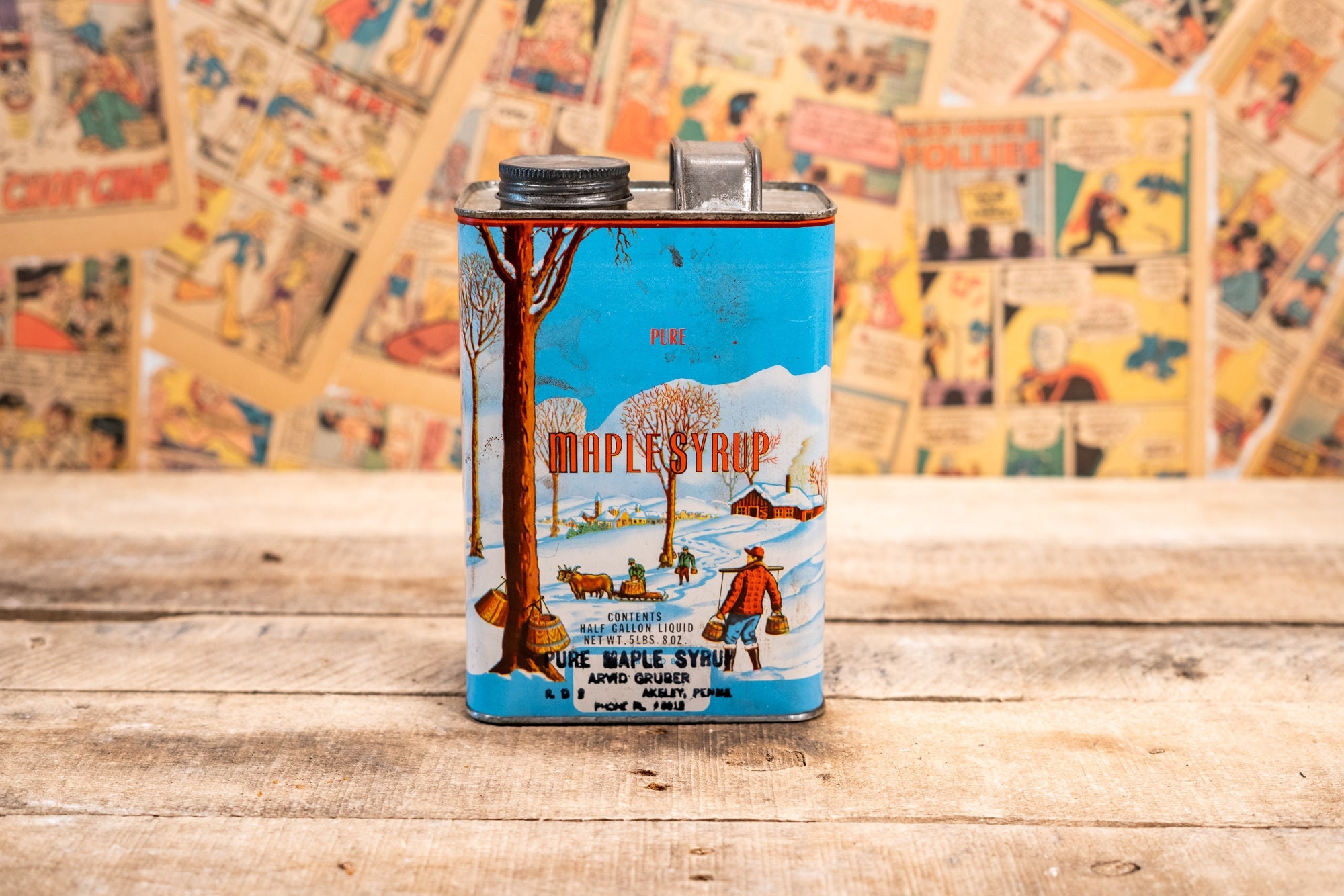 Vintage Pure Maple Syrup Tin Rustic Farmhouse Country Kitchen Home