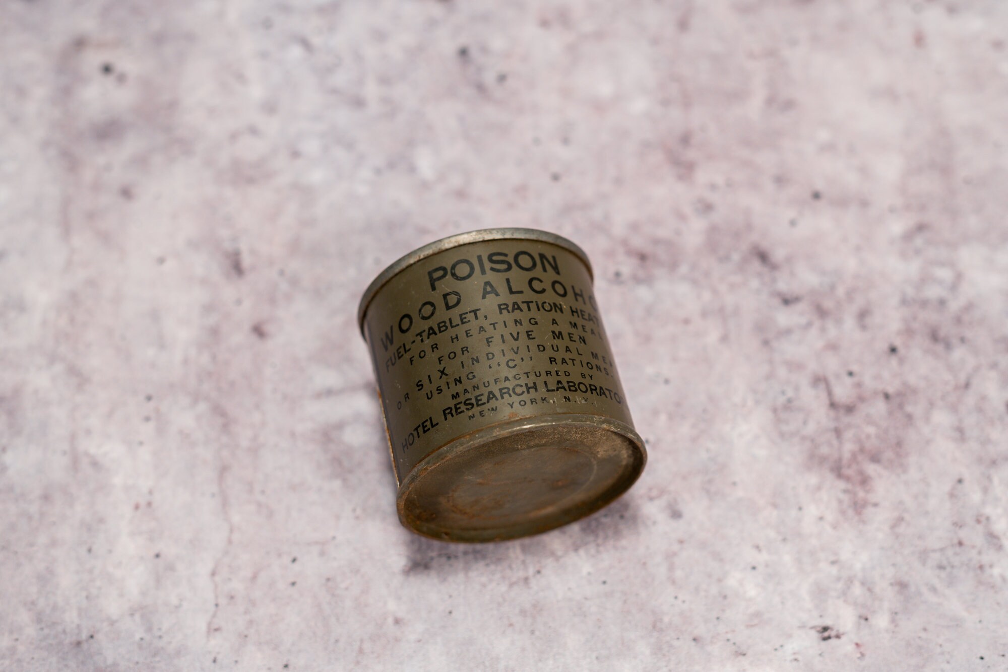 Vintage US Army Poison Wood Alcohol Fuel Tablet Ration Heating Tin Full