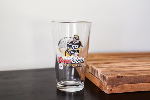 Vintage Coors Light Jack Ham #59 NFL Glass Pittsburgh Steelers Collectible Pint Tumbler